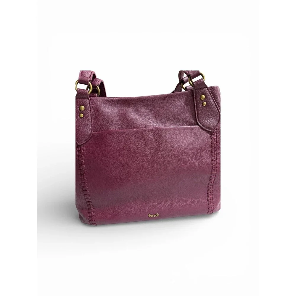 THE SAK Burgundy Leather Shoulder Bag Large Tote Purse